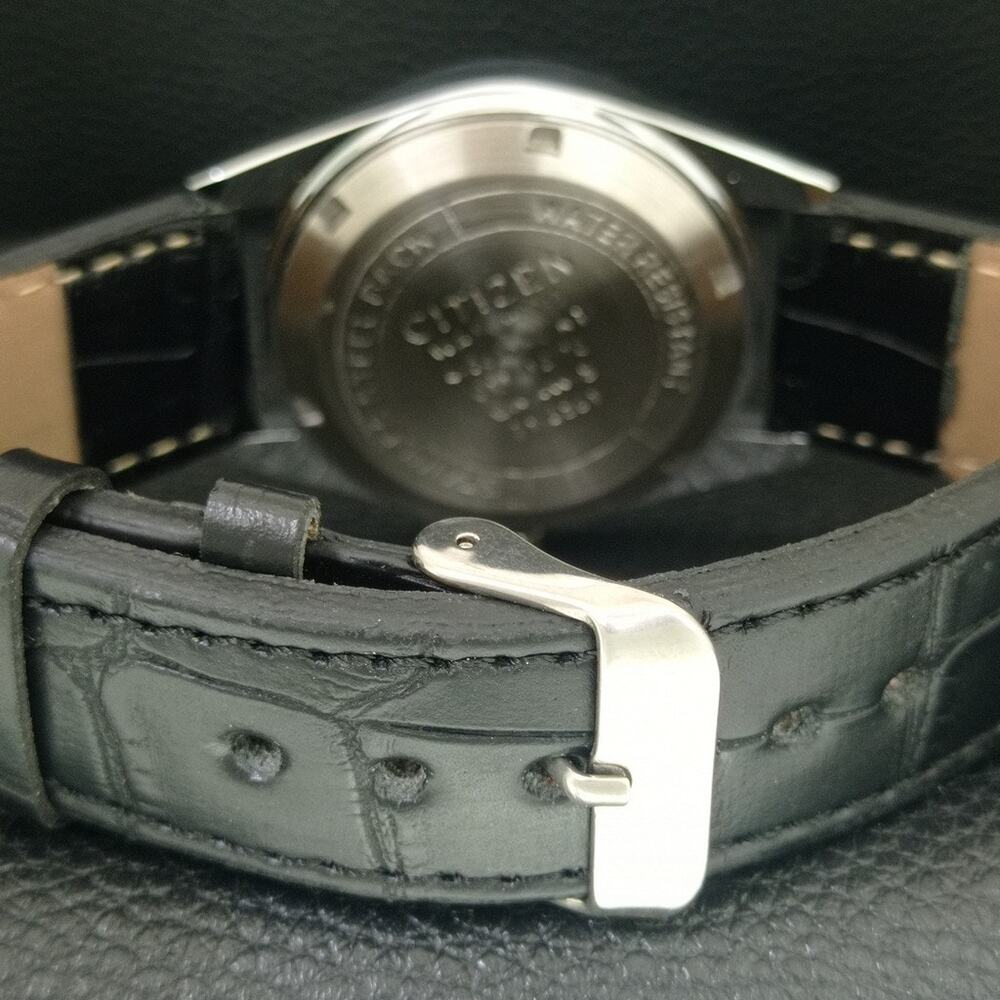 Vintage 1986 Citizen Automatic Mens Silver Watch W/daydate & Blue accents - Picture 2 of 10